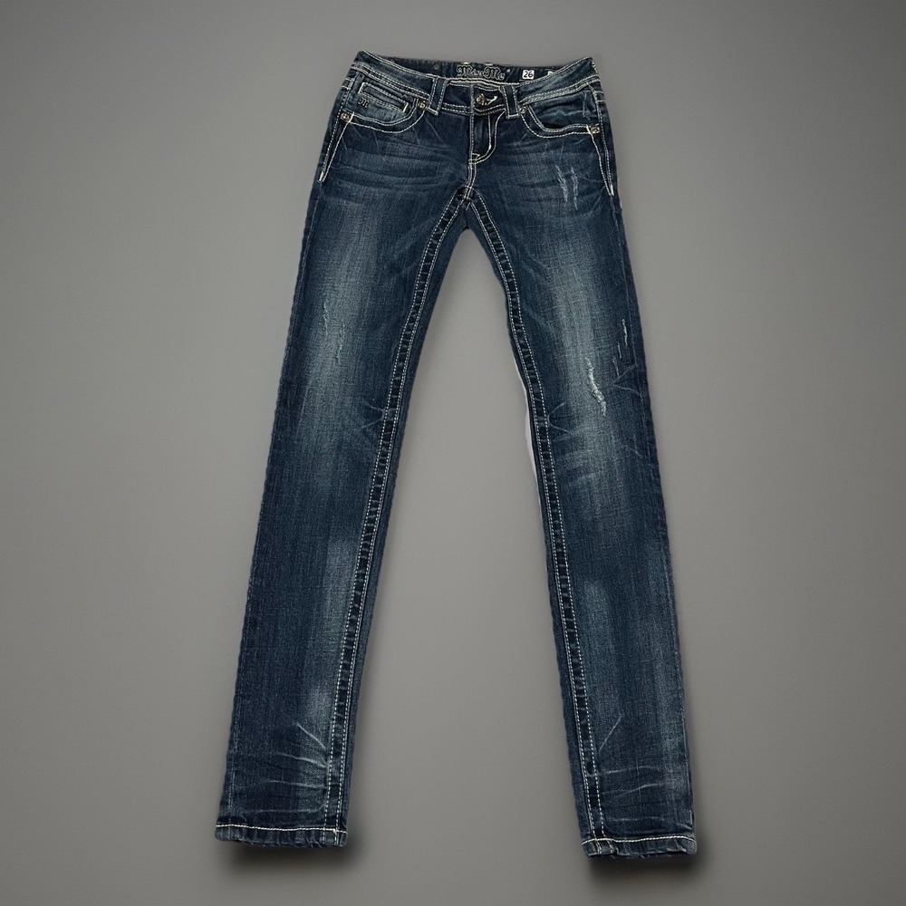 Miss Me Womens Blue Angel Wing Rhinestones Denim Skinny Jeans Glam Y2K Sz 26